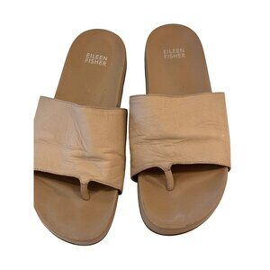 Eileen Fisher Tan Leather Slides Sandals GUC Sz 8.5